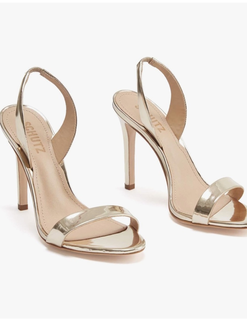 Schutz Luriane Leather Gold Heels